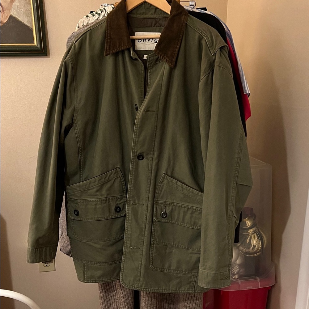 Orvis Men's Green Field/Chore Jacket with Brown Collar
